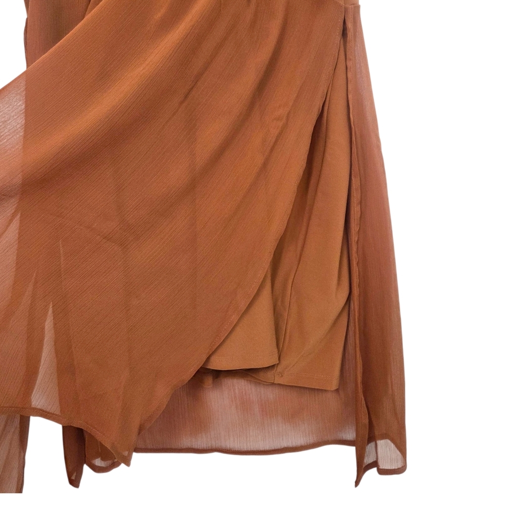 DKNY Tunic Tank Dress NEW Chiffon Stretch Womens Xl Brown Sleeveless Minimalist - Picture 7 of 15